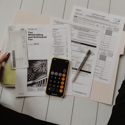 Financial documents and calculator
